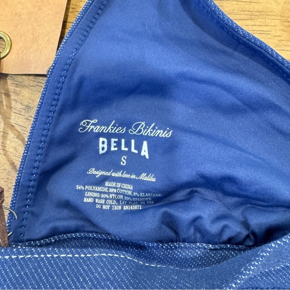 Frankie's Bikinis x Bella Hadid Denim Blue Bikini Top Womens Small Resort Beach - Picture 5 of 6